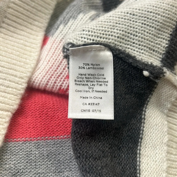 Talbots Winter Scene Striped Lambswool Blend Long Sleeve Crew Neck Sweater M - Picture 6 of 10